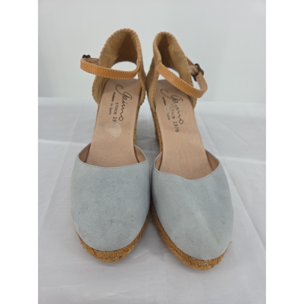 Gaimo Obi Blue Suede Espadrilles Ankle Strap Wedge Shoes 40 9-9.5‎